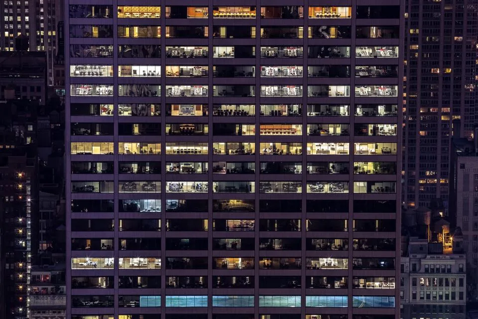 office windows evening