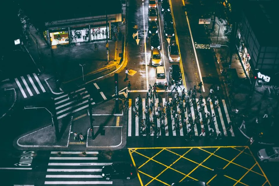 traffic intersection night